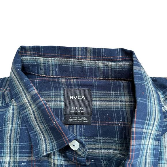 RVCA Blue Neps Plaid Long Sleeve Button Down Shirt Men’s Size Small NWT - Picture 3 of 7